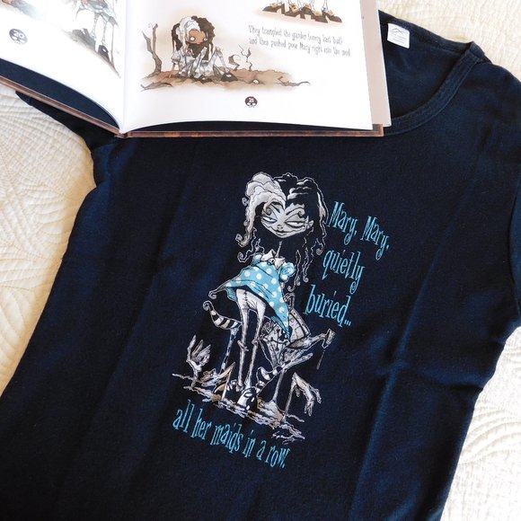 Rare Gris Grimly Wicked Nursery Rhyme Mistress Mary Hot Topic style goth T shirt - Picture 8 of 15